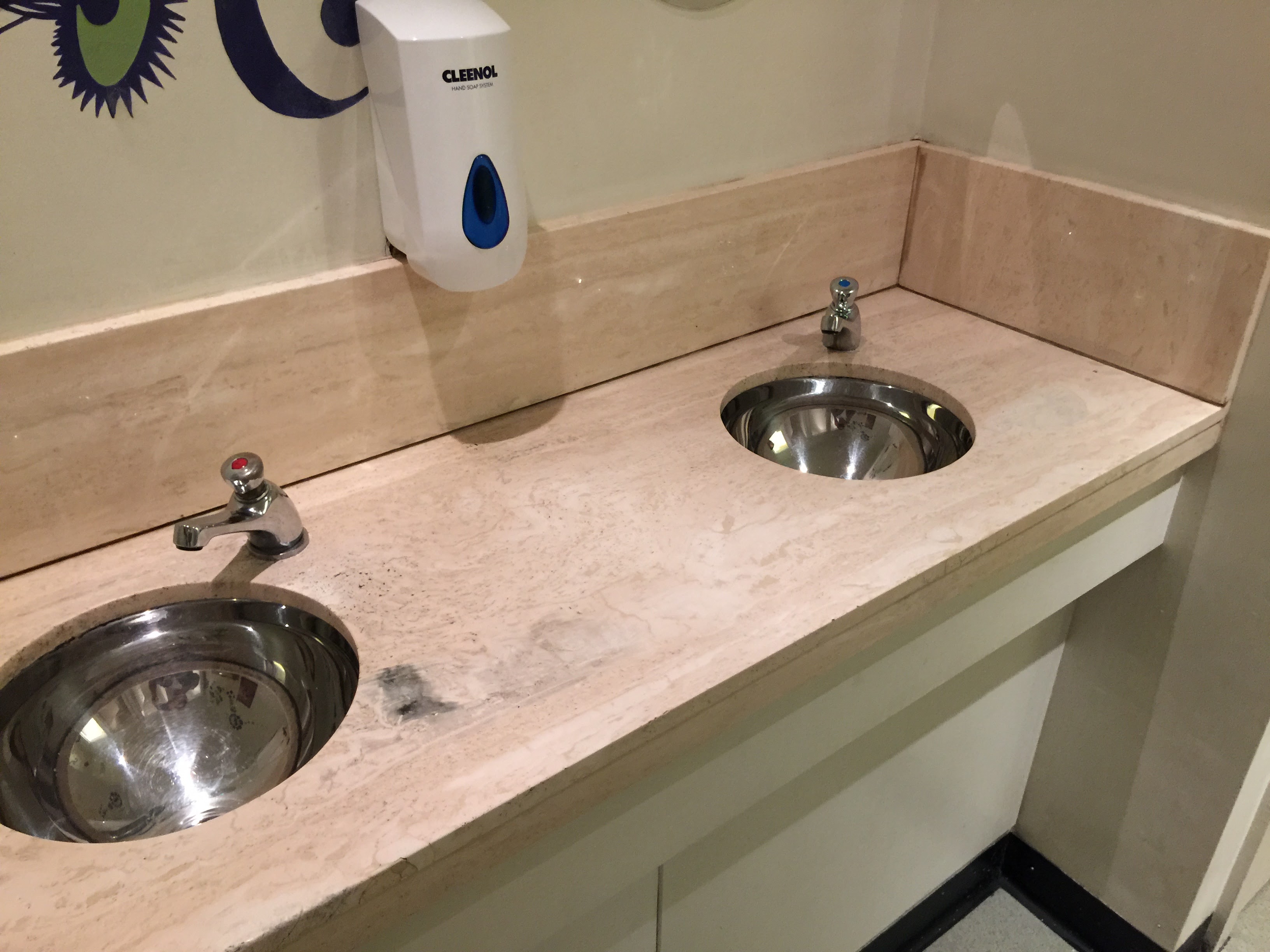 Clean commercial washroom basins